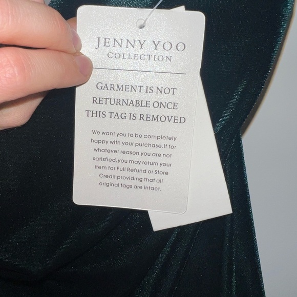 Jenny Yoo Benson Elegant Emerald Green Velvet Midi slip Dress New size 4 straps - Picture 6 of 7